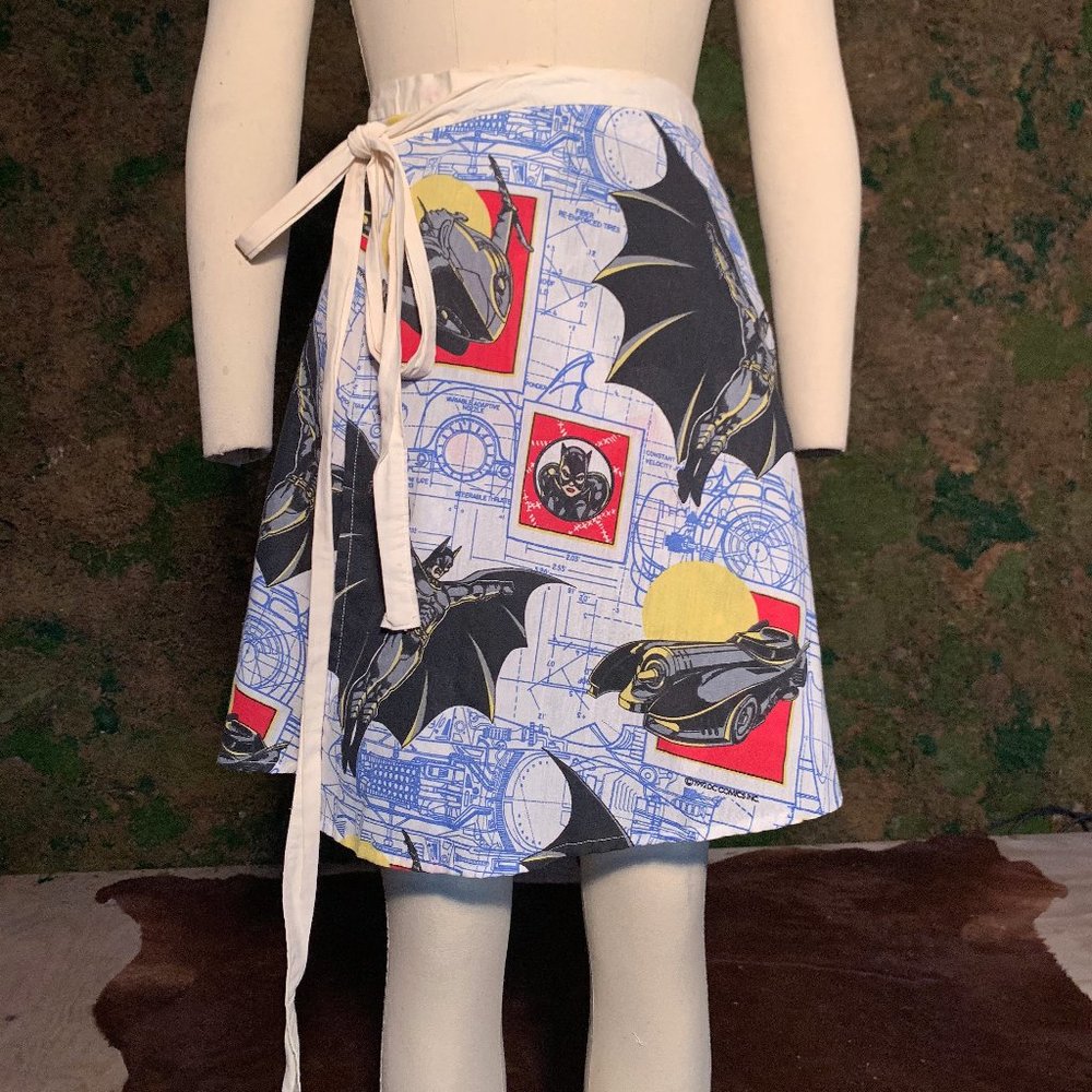 Vintage Batman fabric wrap skirt.